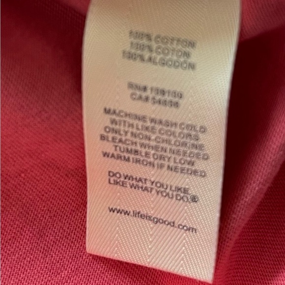 Life Is Good Pink Graphic Relaxed Tee “ Treks Hugs Rock& Roll” Women’s Medium - Picture 8 of 10